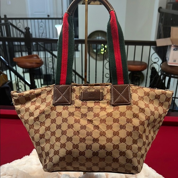 Gucci Cream and Brown Checkered Tote - Picture 1 of 1
